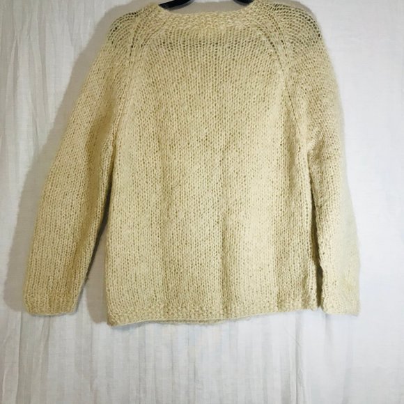 Vtg Tan/Cream Wool Blend Franzini Knit Cardigan - Picture 2 of 4